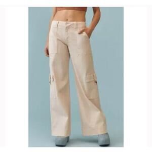 Pilcro x Anthropologie Cream Wide Leg Cargo Pants Size 25
